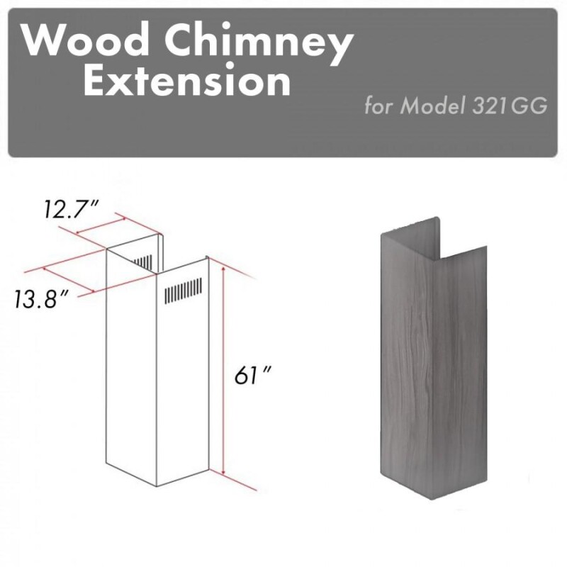 61" Wooden Chimney Extension for Ceilings up to 12.5 ft. 321GGE