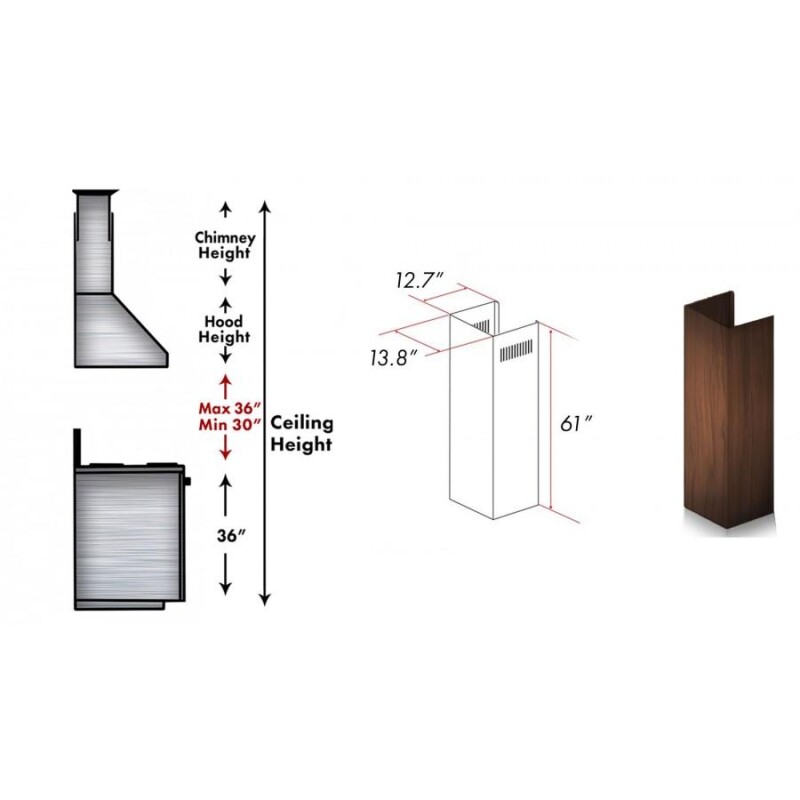 61" Wooden Chimney Extension for Ceilings up to 12.5 ft. 321RRE