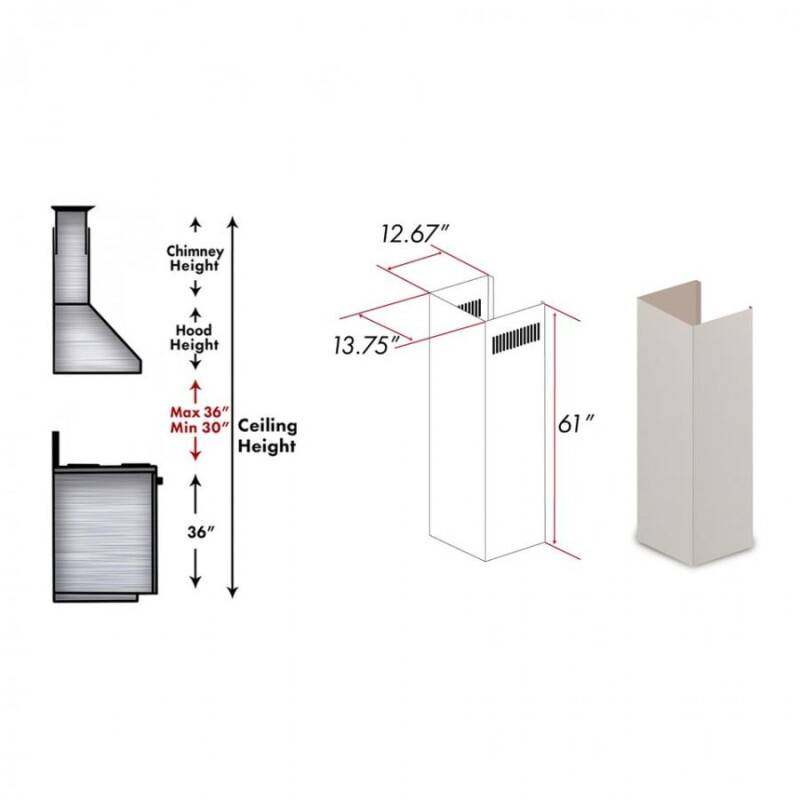 61" Wooden Chimney Extension for Ceilings up to 12.5 ft. 321TTE
