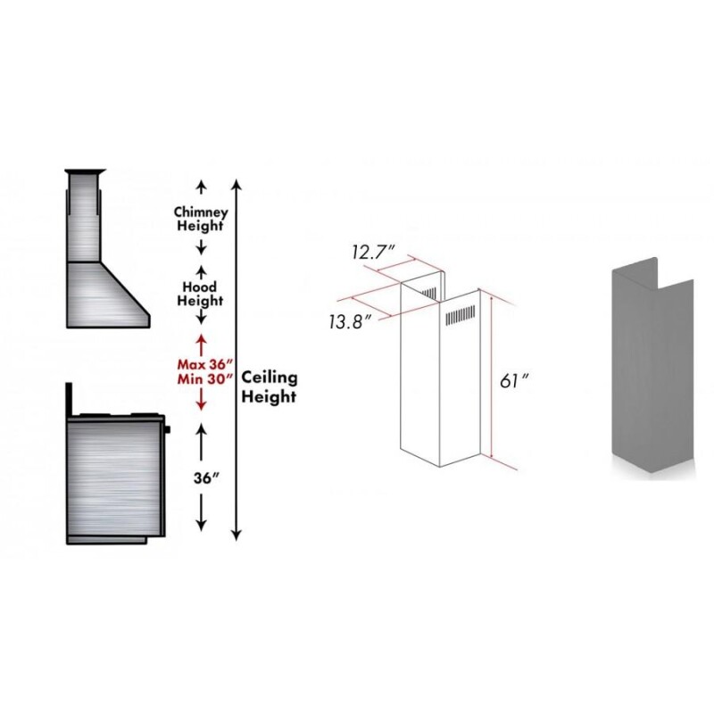 61" Wooden Chimney Extension for Ceilings up to 12.5 ft. 321UUE