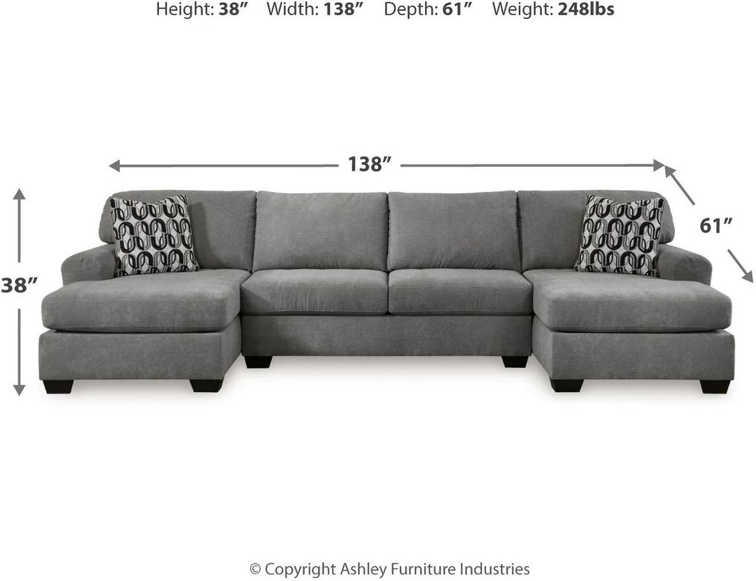 Birkdale Court 3-Piece Sectional In Gray 32402S3