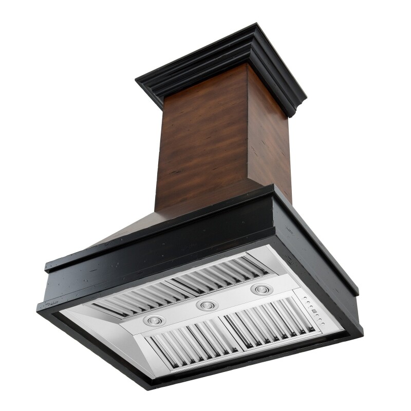 30" Ducted Wooden Wall Mount Range Hood with Dual Remote Blower and Hamilton 329AHRD30