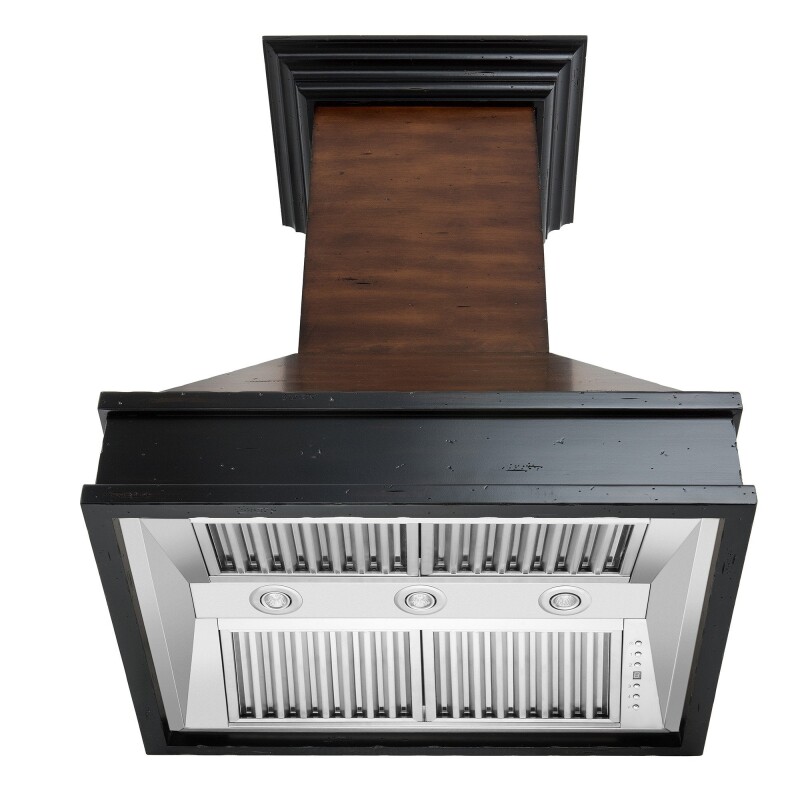 30" Ducted Wooden Wall Mount Range Hood with Dual Remote Blower and Hamilton 329AHRD30