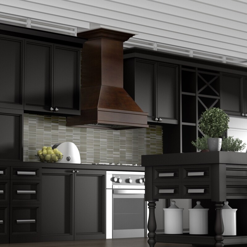 36" Wooden Wall Mount Range Hood and Hamilton - Includes Single Remote Motor - 36 Inch / 400 329WHRS36400