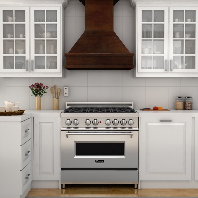 36" Wooden Wall Mount Range Hood and Hamilton - Includes Single Remote Motor - 36 Inch / 400 329WHRS36400