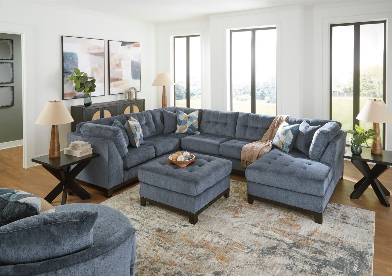 Maxon Place Oversized Accent Ottoman In Navy 3300308