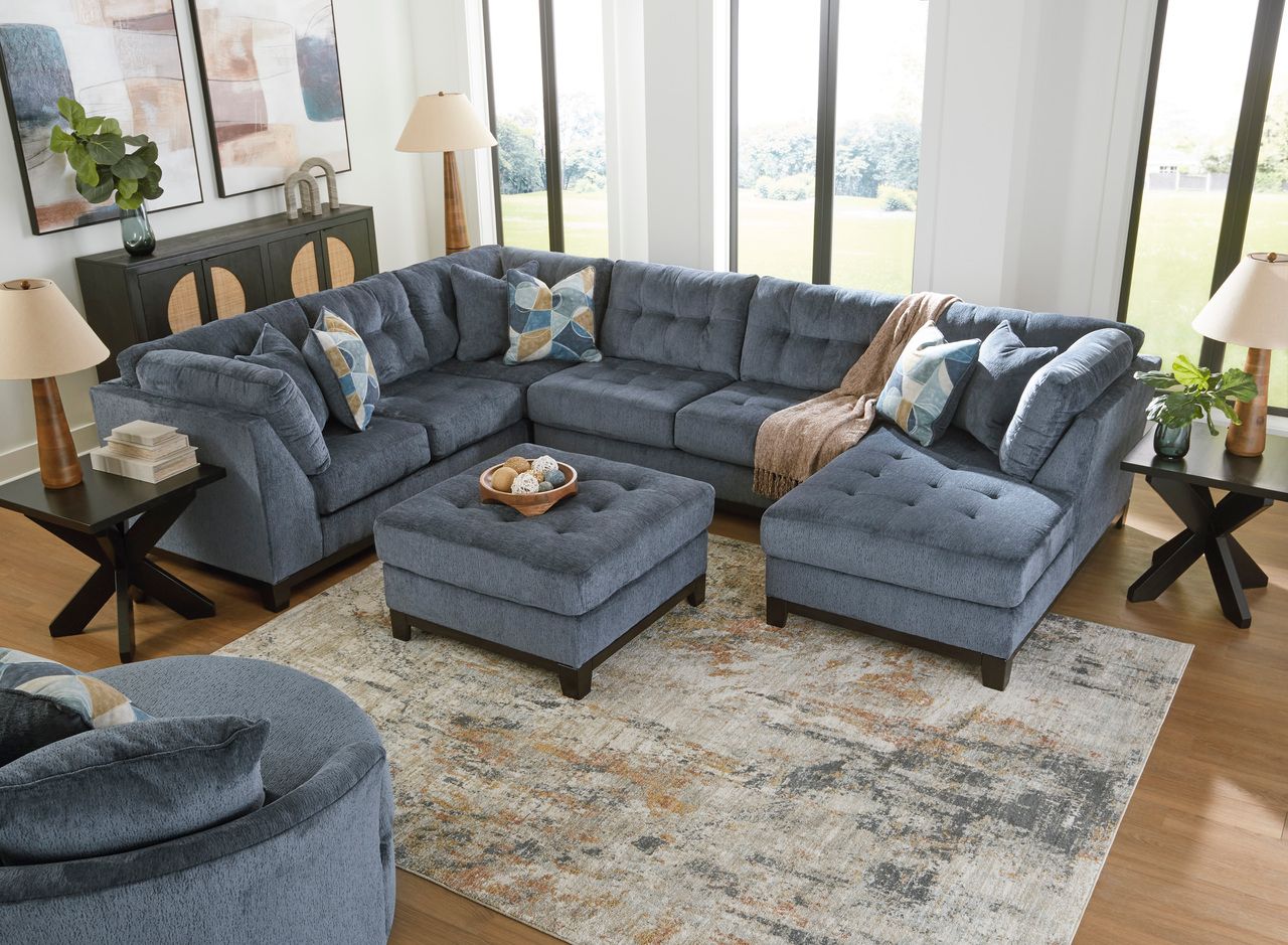 Maxon Place Oversized Accent Ottoman In Navy 3300308