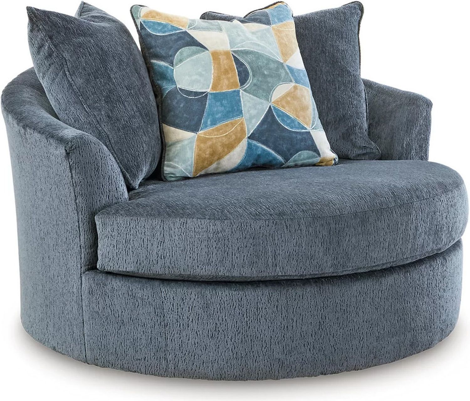 Maxon Place Oversized Swivel Accent Chair In Navy 3300321