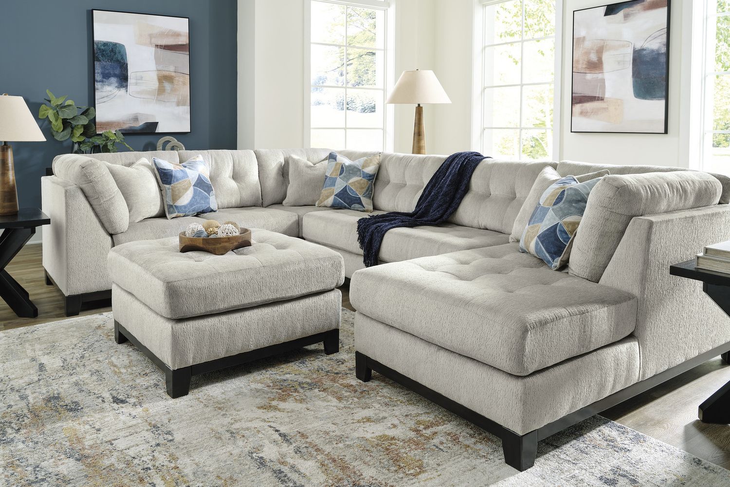 Maxon Place Oversized Accent Ottoman In Stone 3300408