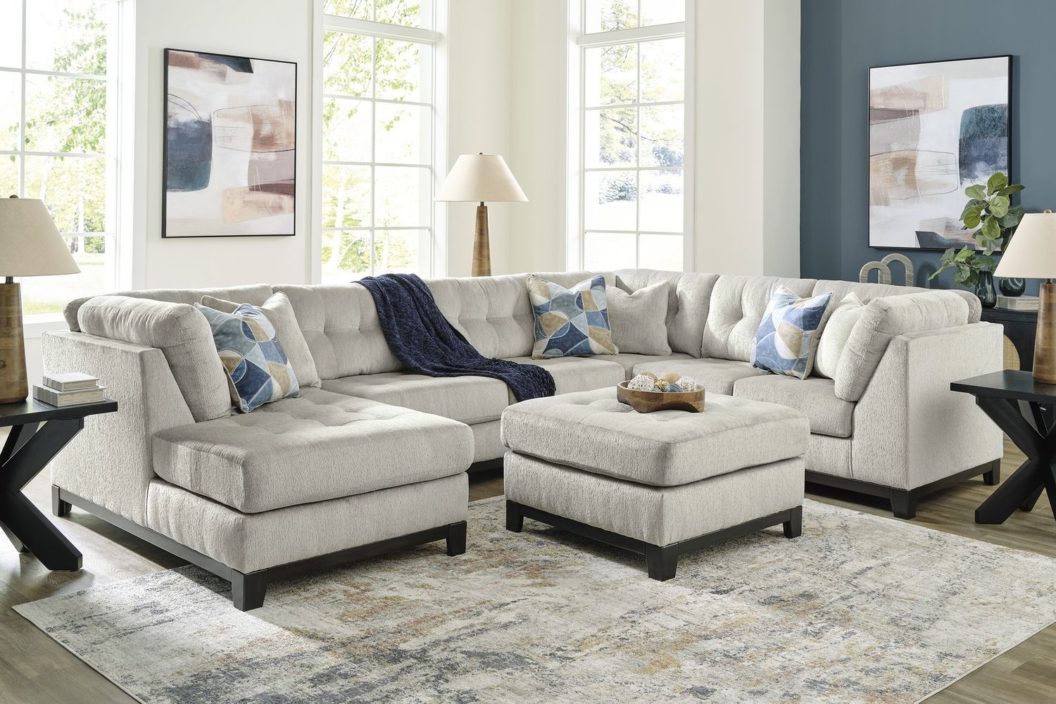 Maxon Place Oversized Accent Ottoman In Stone 3300408