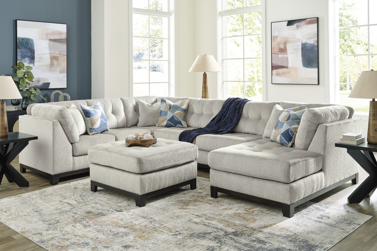 Maxon Place Oversized Accent Ottoman In Stone 3300408