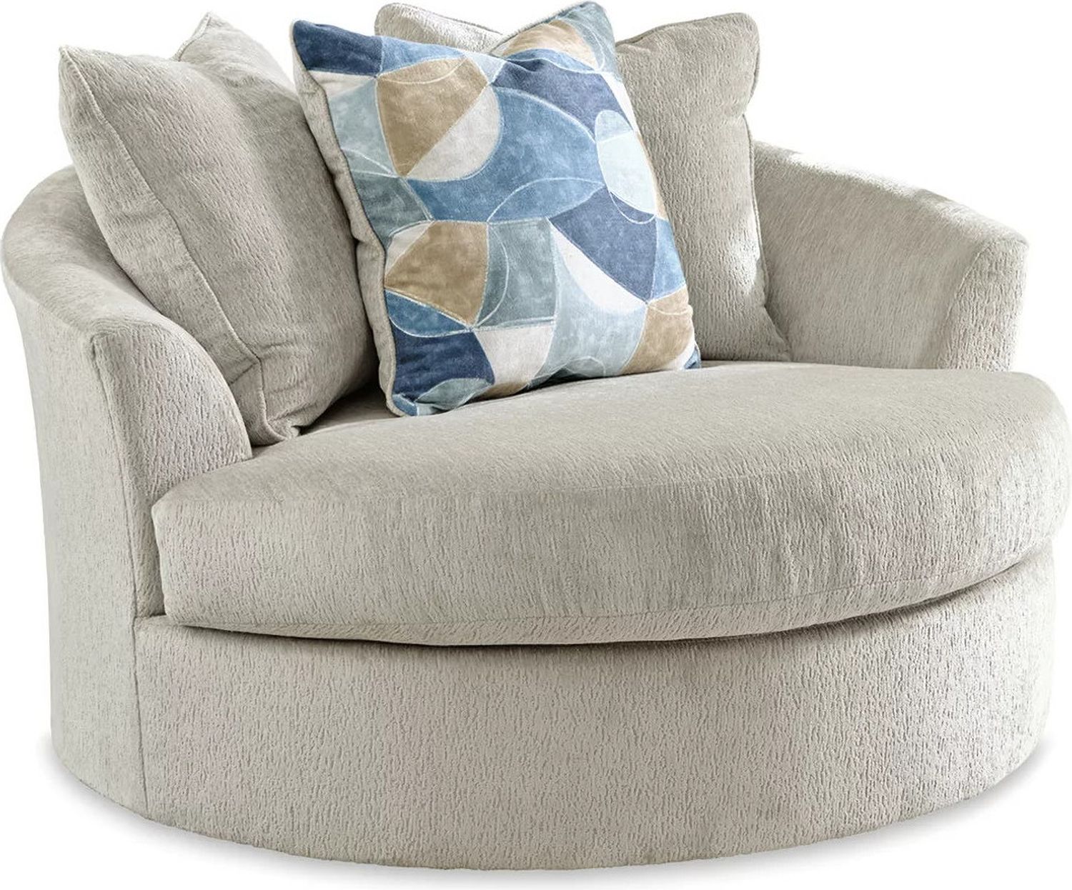 Maxon Place Oversized Swivel Accent Chair In Stone 3300421