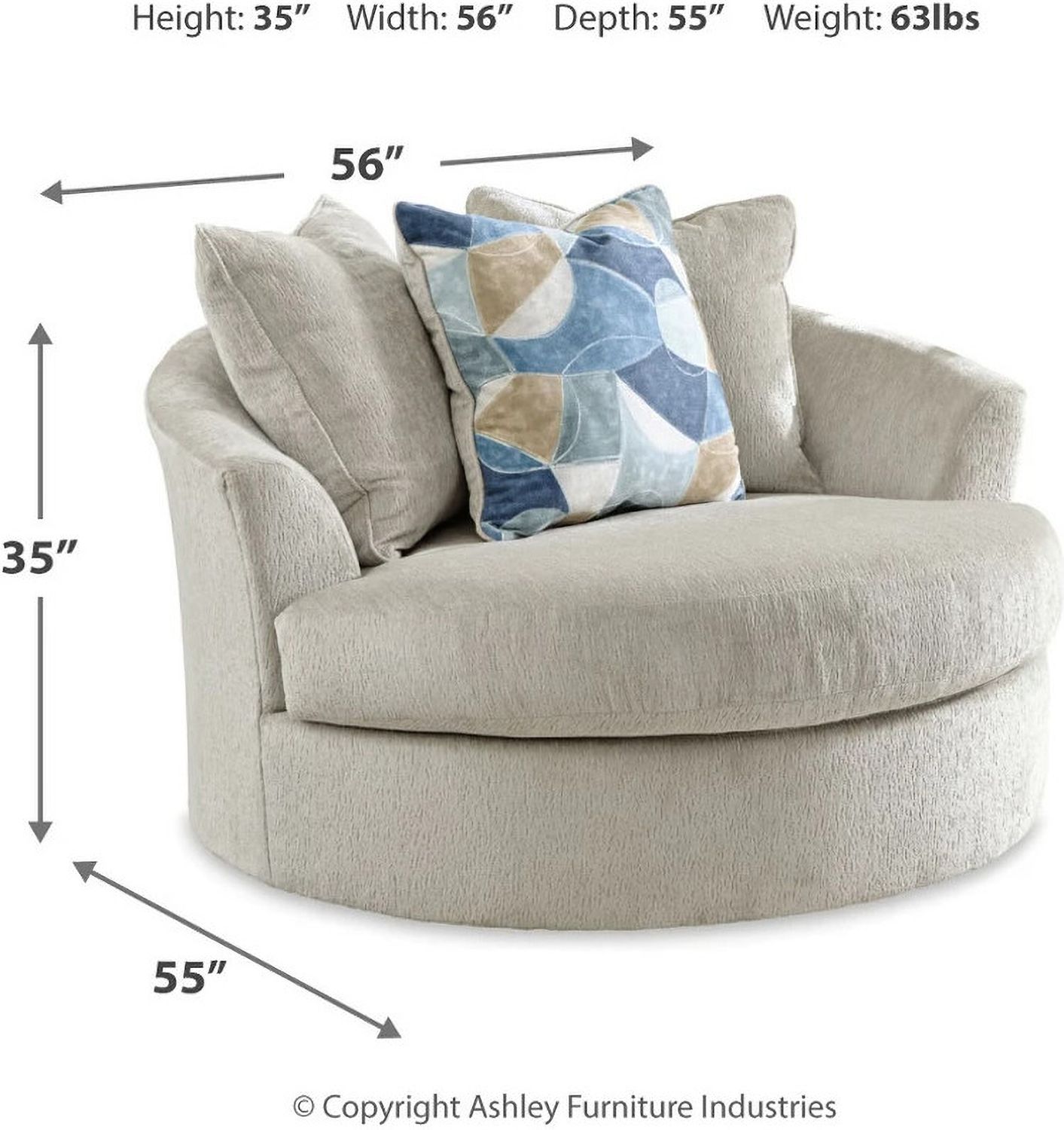 Maxon Place Oversized Swivel Accent Chair In Stone 3300421