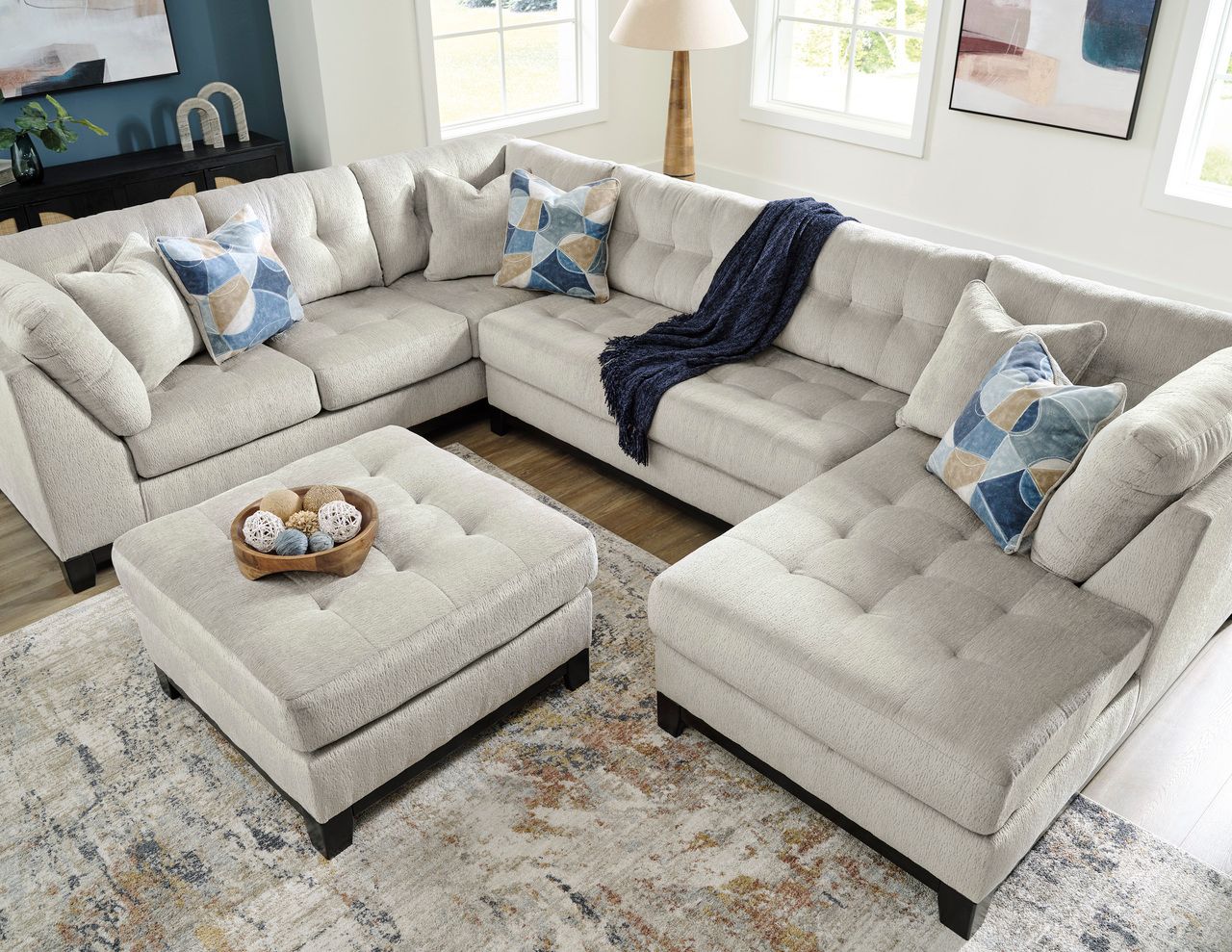 Maxon Place 3-Piece Sectional with Chaise In Stone 33004S1