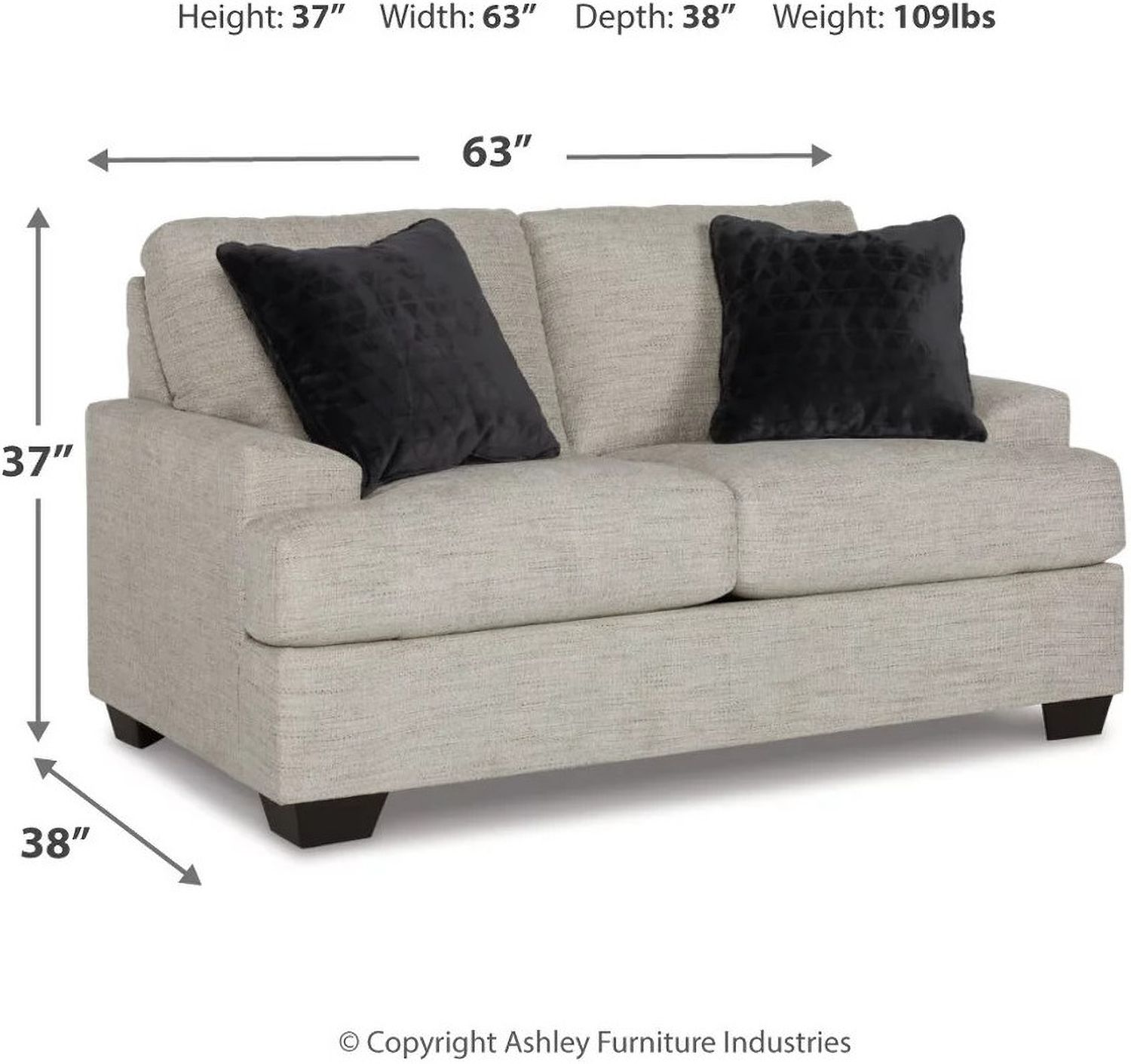 Vayda Loveseat In Pebble 3310435