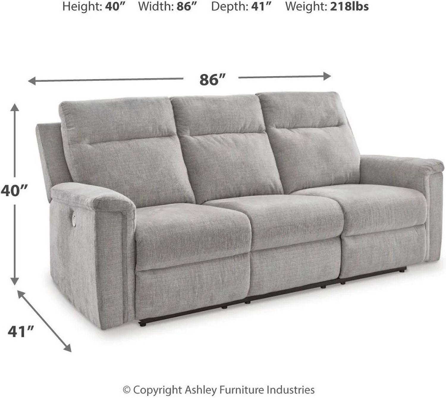 Barnsana Power Reclining Sofa In Ash 3320187