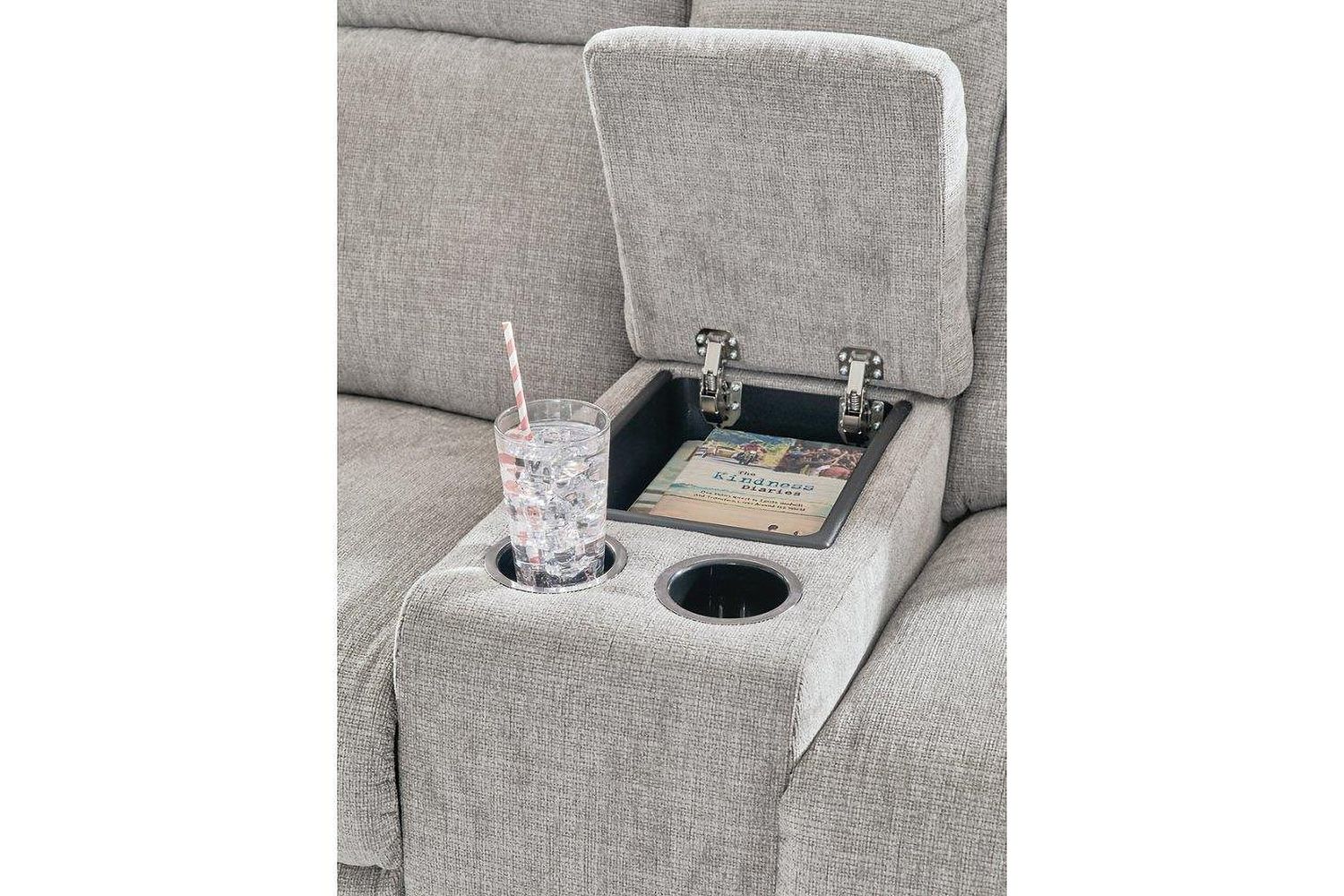 Barnsana Power Reclining Loveseat with Console In Ash 3320196