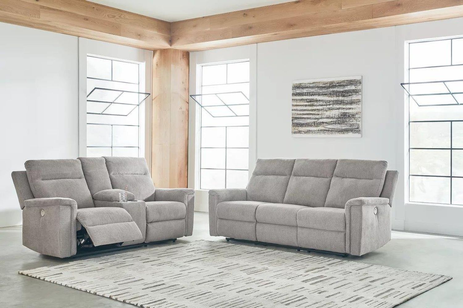 Barnsana Power Reclining Living Room Set In Ash 33201U1