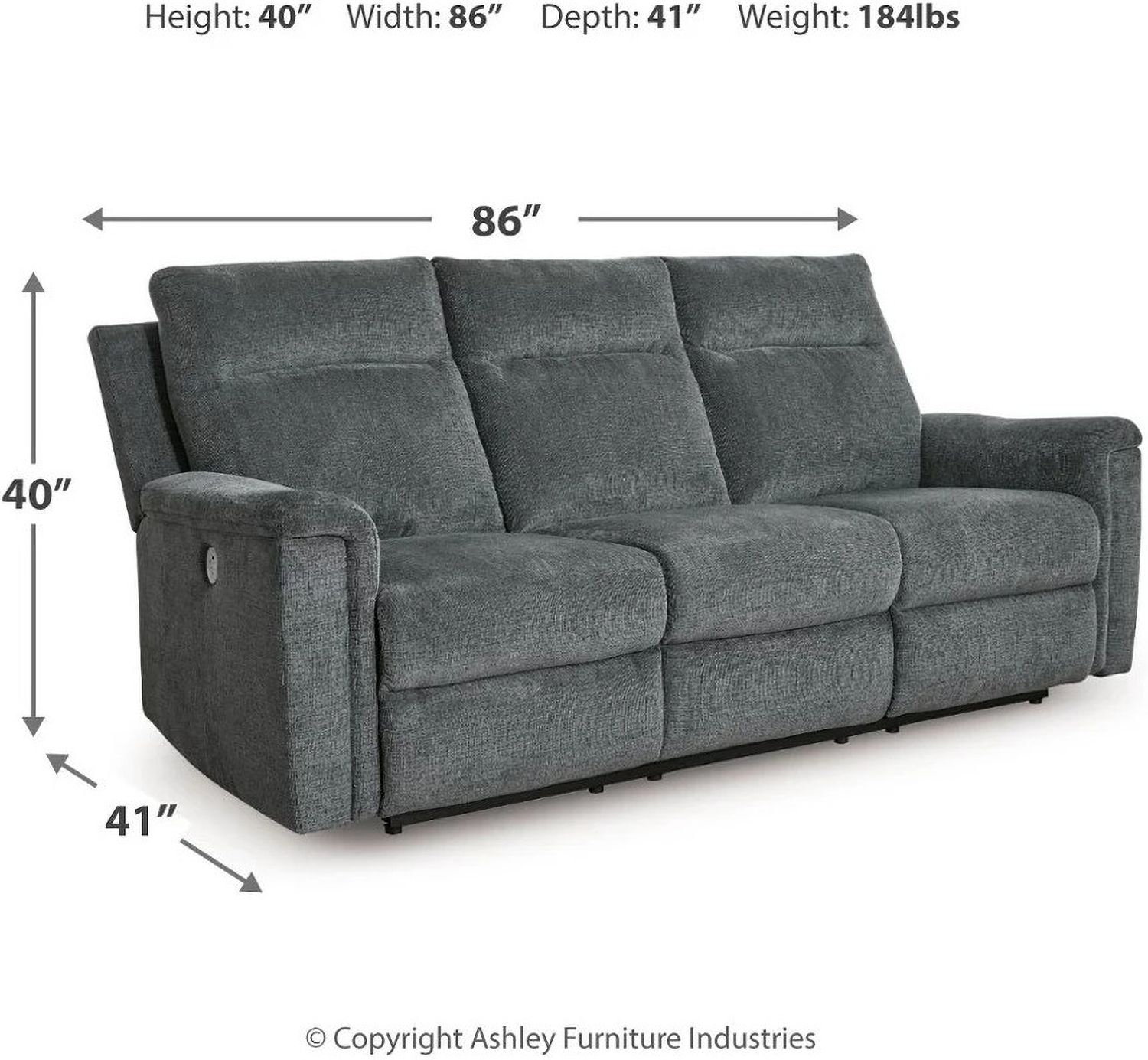Barnsana Power Reclining Sofa In Gravel 3320287