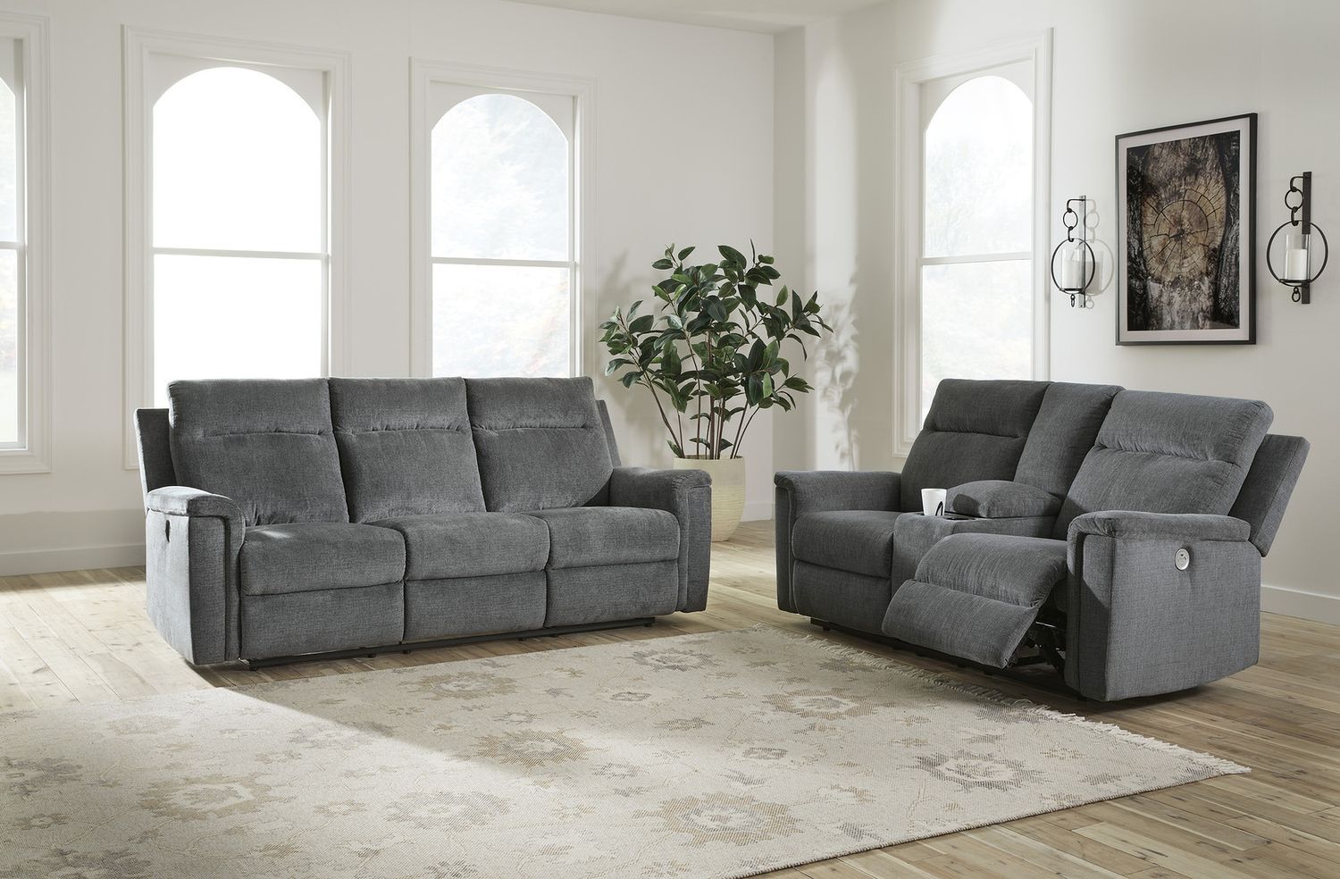 Barnsana Power Reclining Sofa In Gravel 3320287