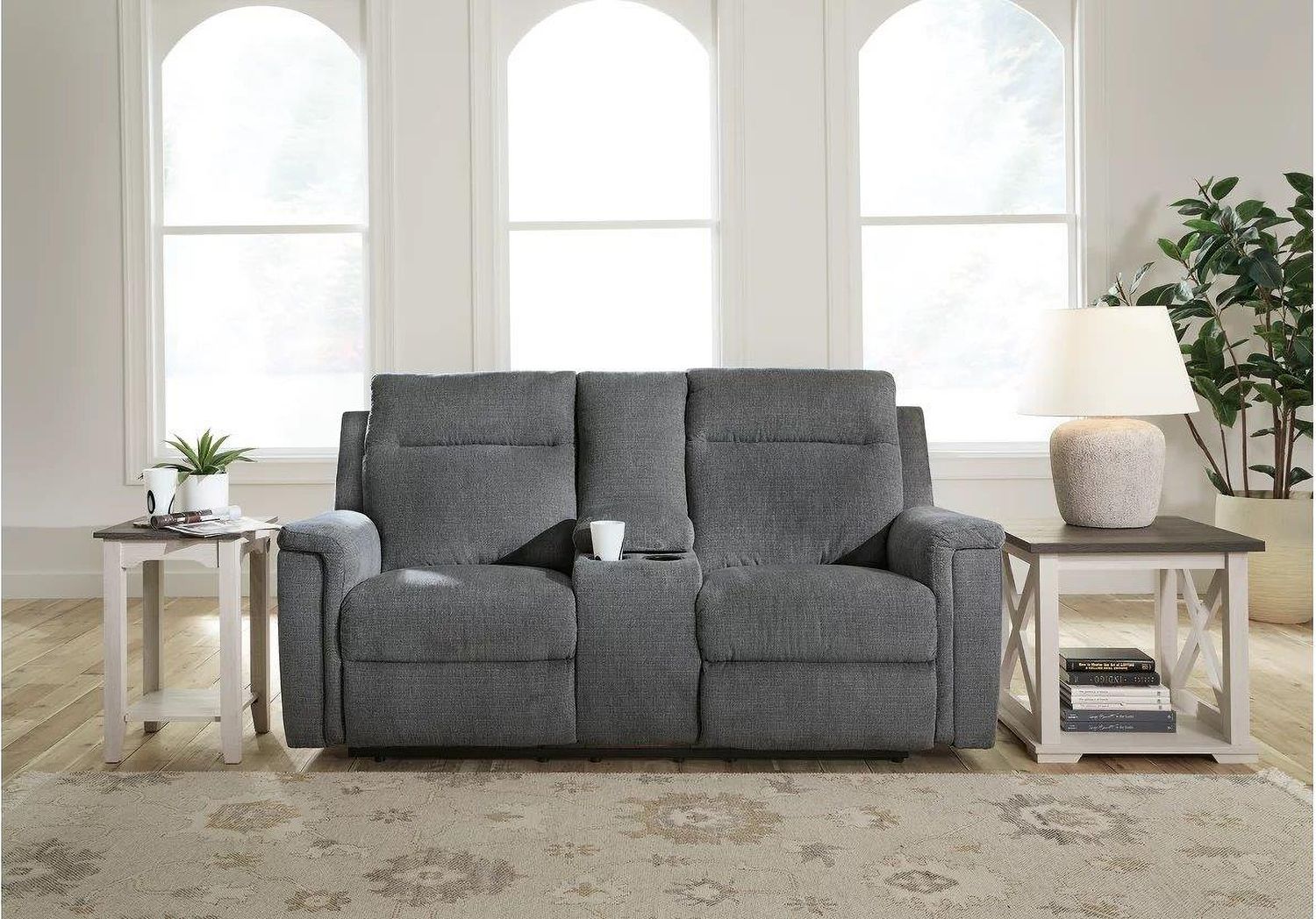 Barnsana Power Reclining Loveseat with Console In Gravel 3320296