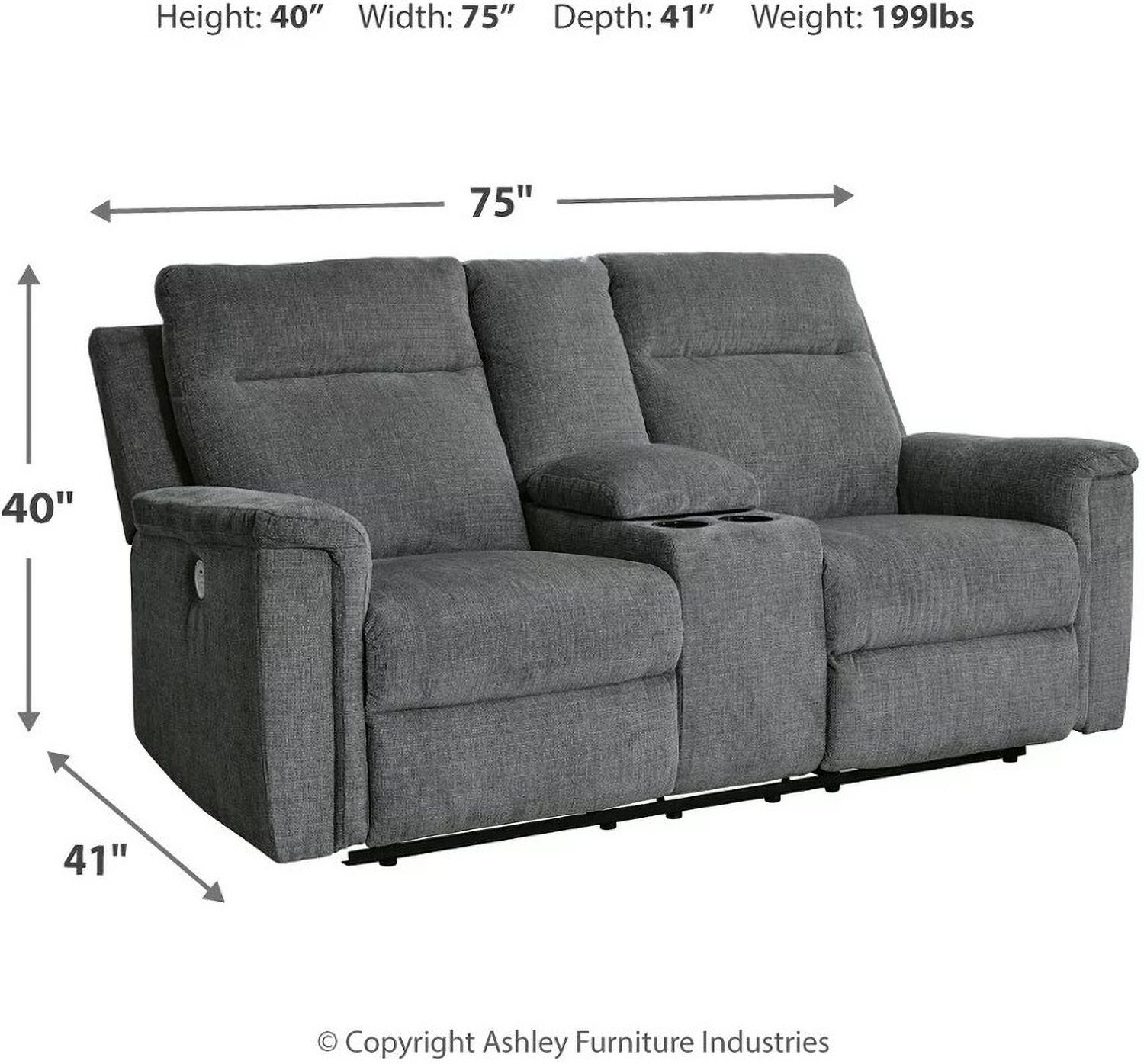 Barnsana Power Reclining Loveseat with Console In Gravel 3320296