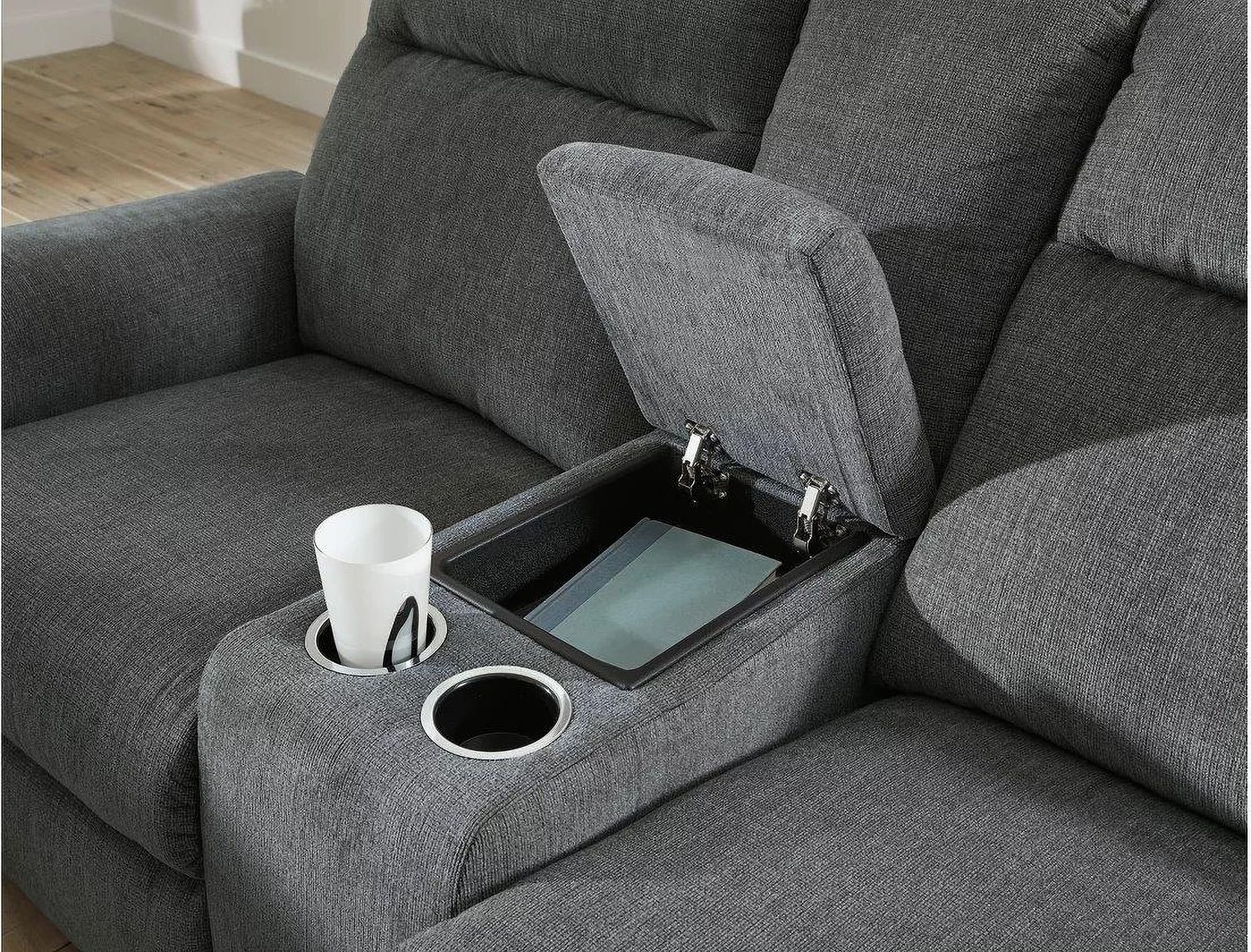 Barnsana Power Reclining Loveseat with Console In Gravel 3320296