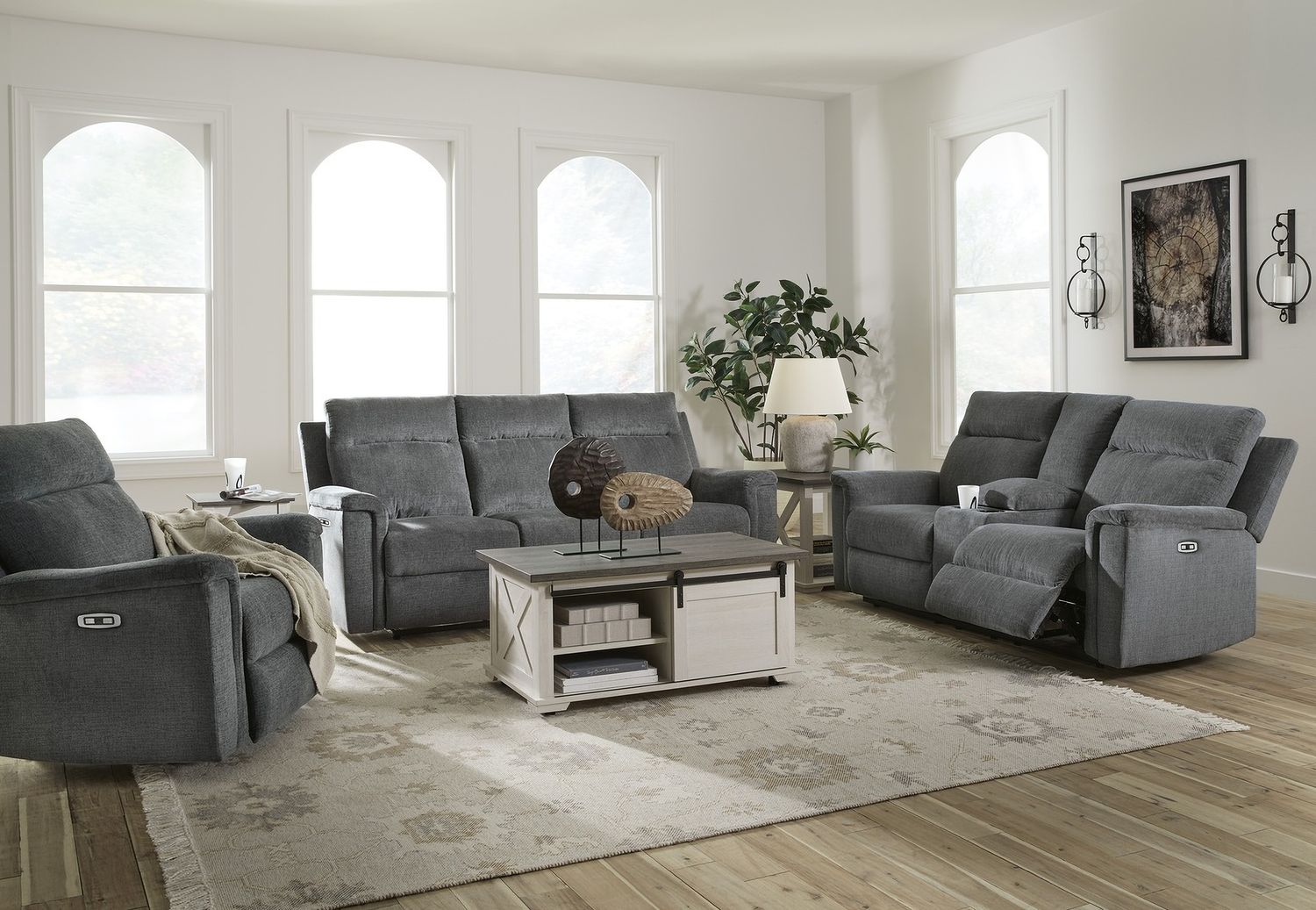 Barnsana Power Reclining Loveseat with Console In Gravel 3320296