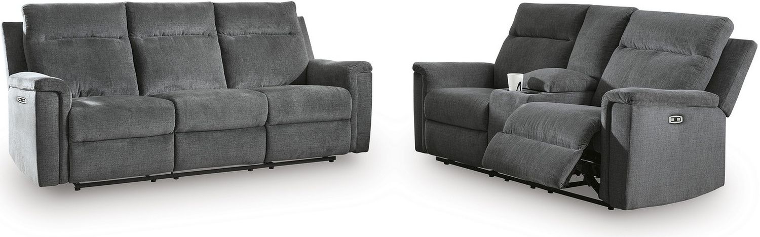Barnsana Power Reclining Loveseat with Console In Gravel 3320296