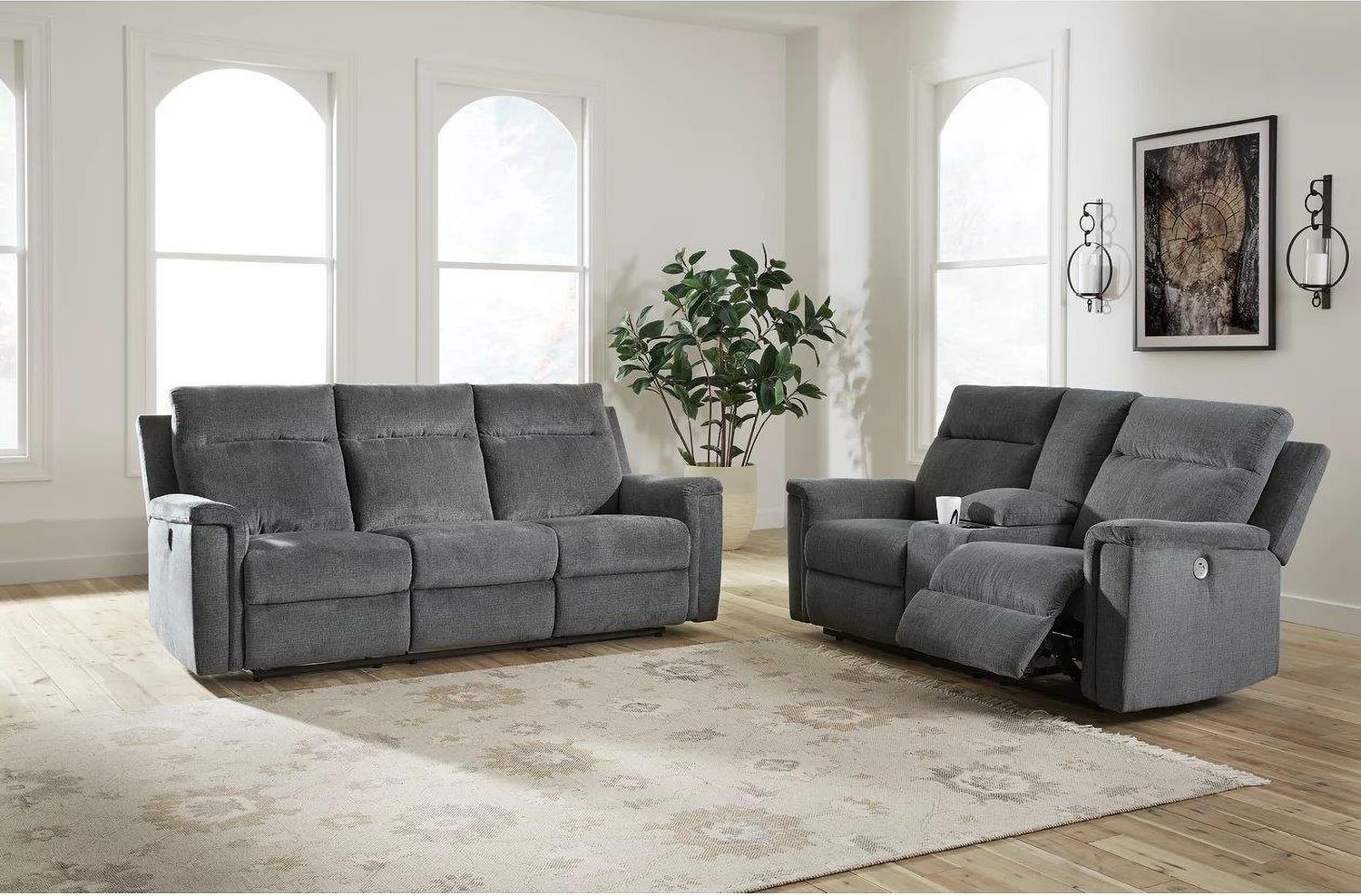 Barnsana Power Reclining Living Room Set In Gravel 33202U1