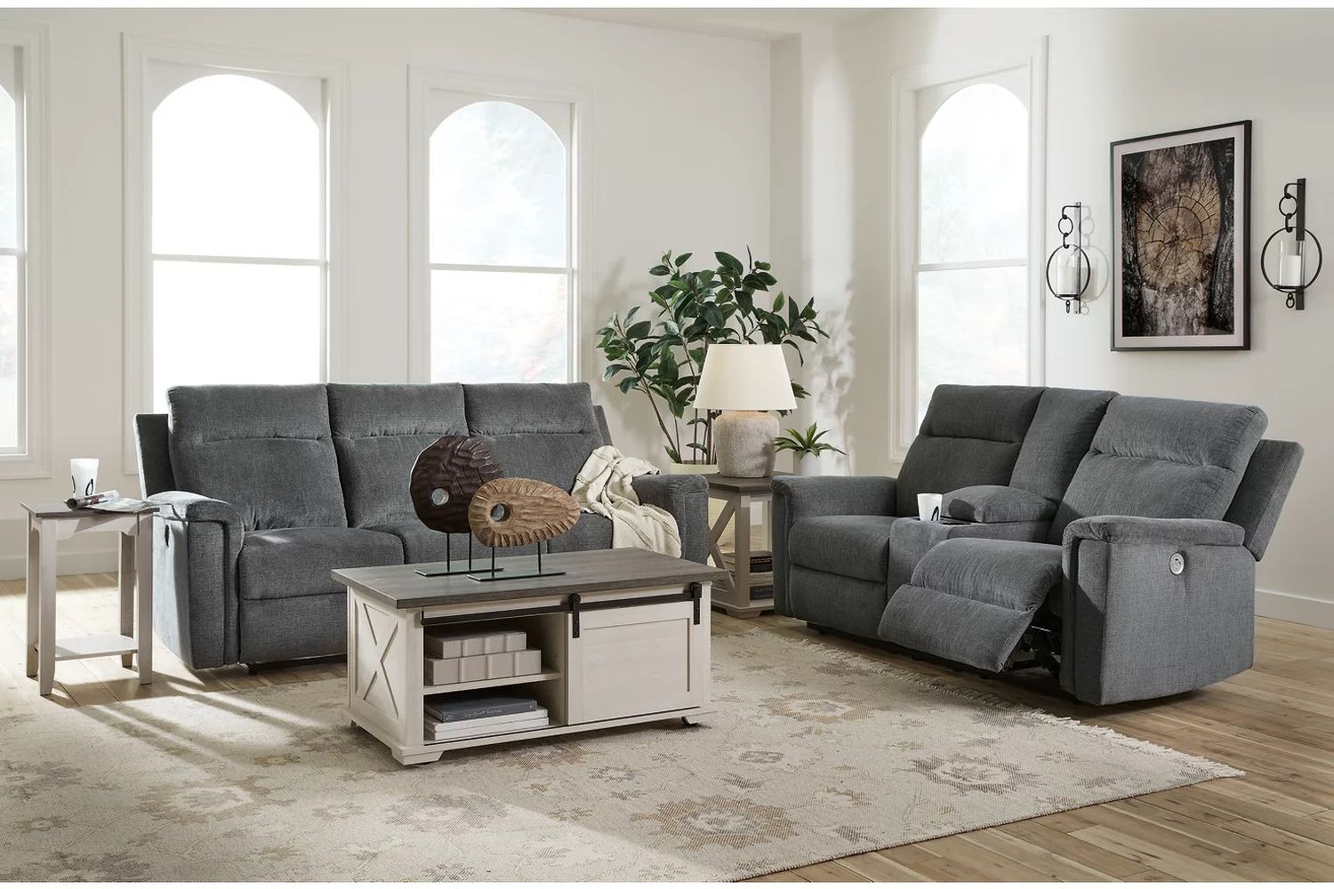 Barnsana Power Reclining Living Room Set In Gravel 33202U1