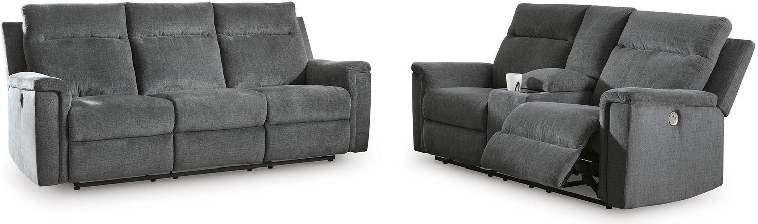 Barnsana Power Reclining Living Room Set In Gravel 33202U1