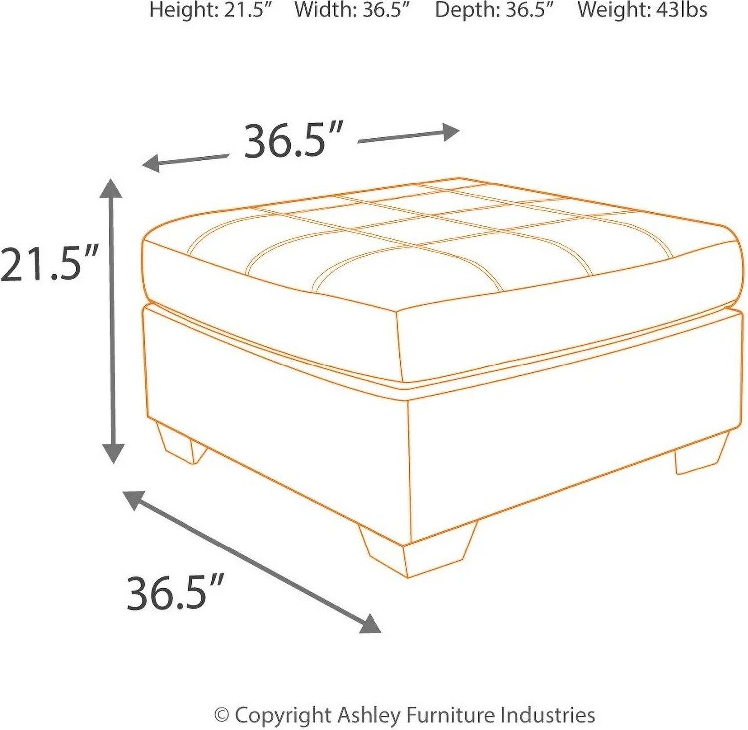 Pitkin Slate Oversized Accent Ottoman 3492708