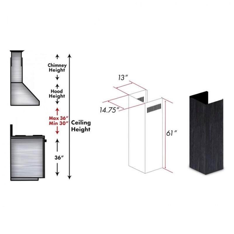 61" Wooden Chimney Extension for Ceilings up to 12.5 ft. 349DDE