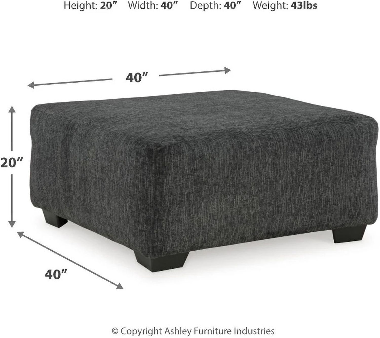 Biddeford Onyx Oversized Accent Ottoman In Shadow 3550408