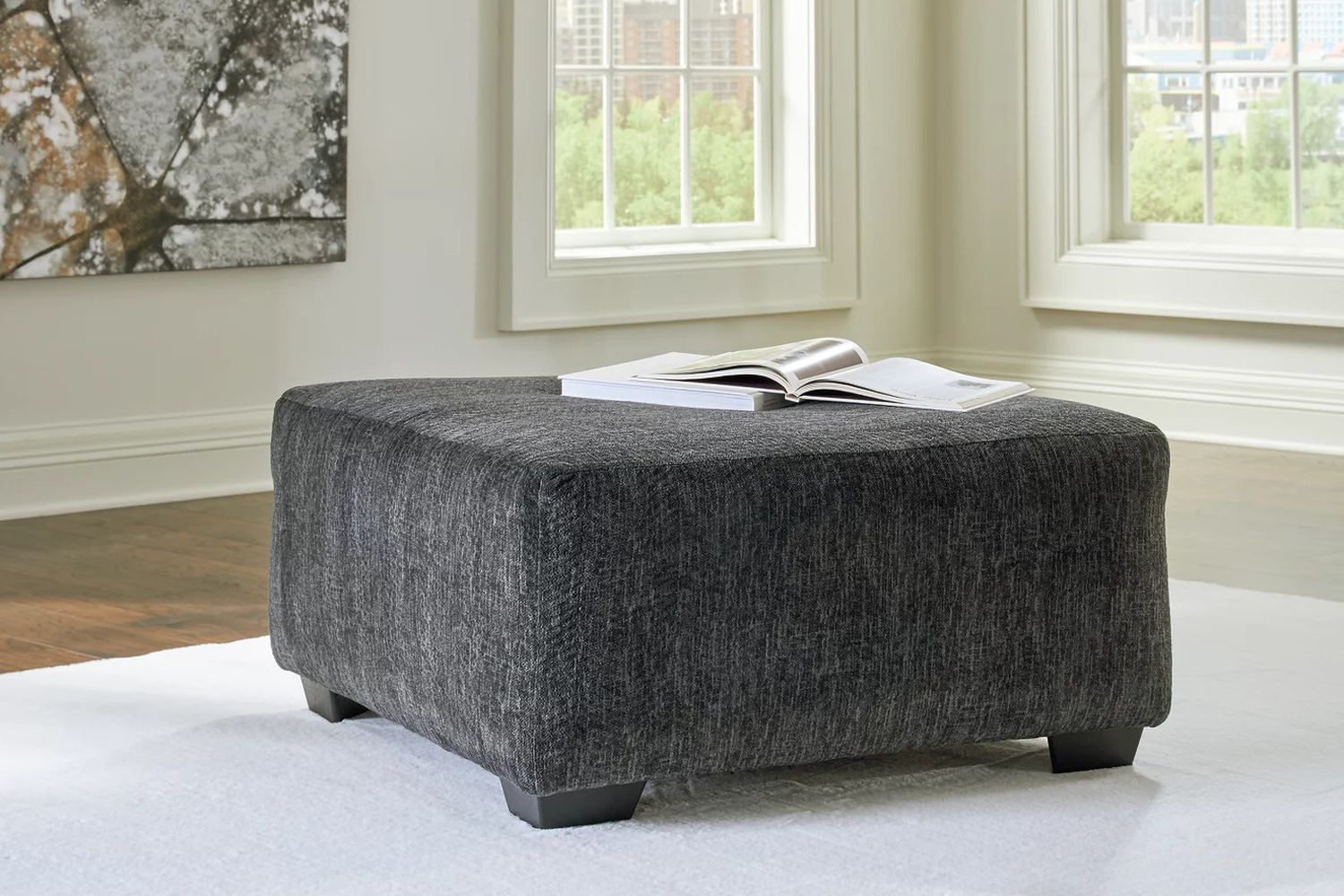 Biddeford Onyx Oversized Accent Ottoman In Shadow 3550408