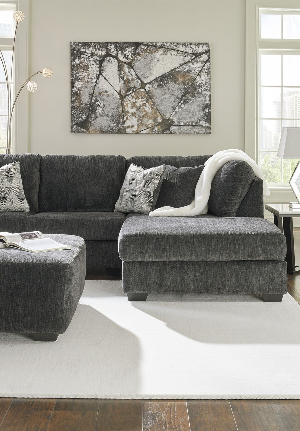 Biddeford Onyx Oversized Accent Ottoman In Shadow 3550408
