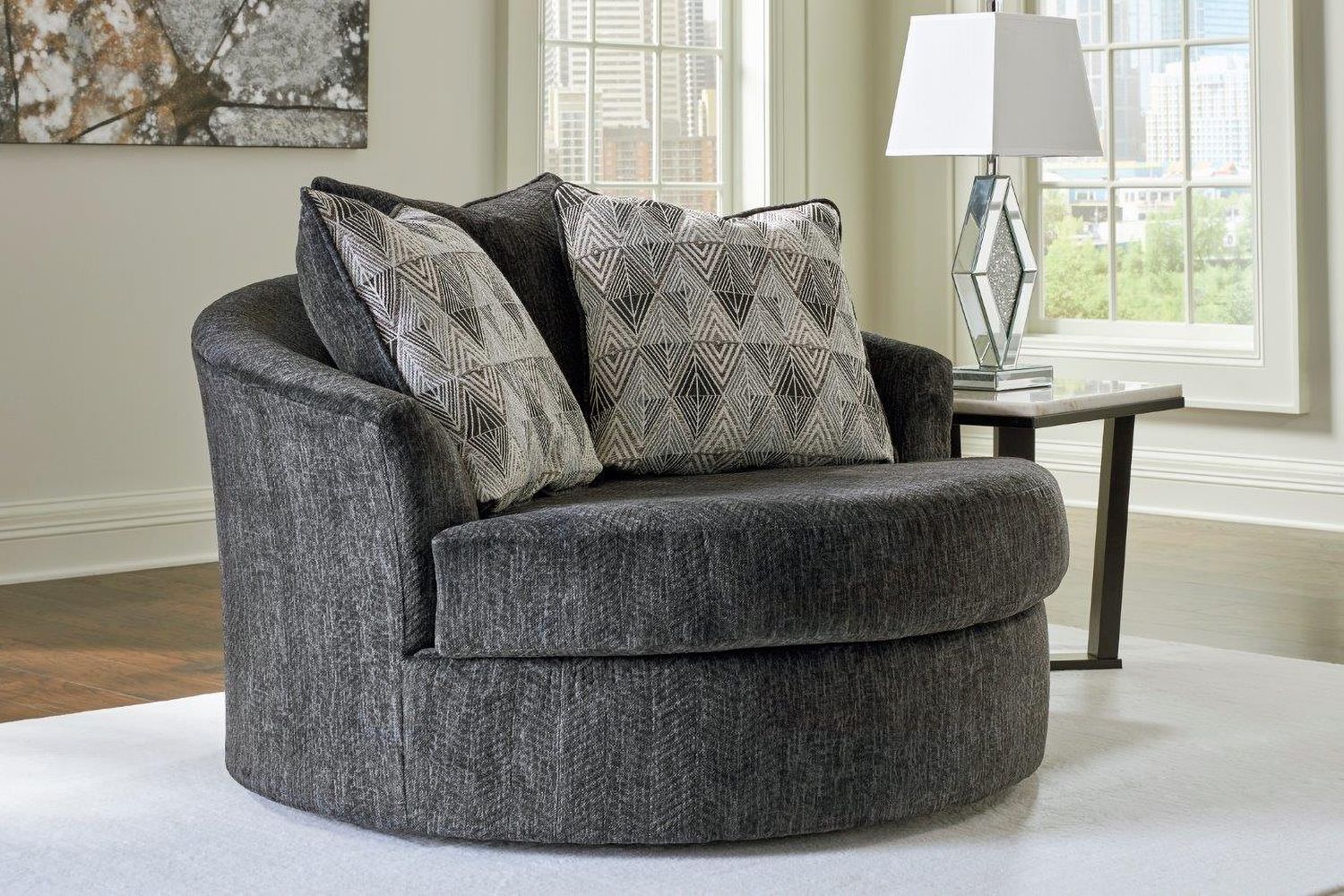Biddeford Oversized Swivel Accent Chair In Shadow 3550421