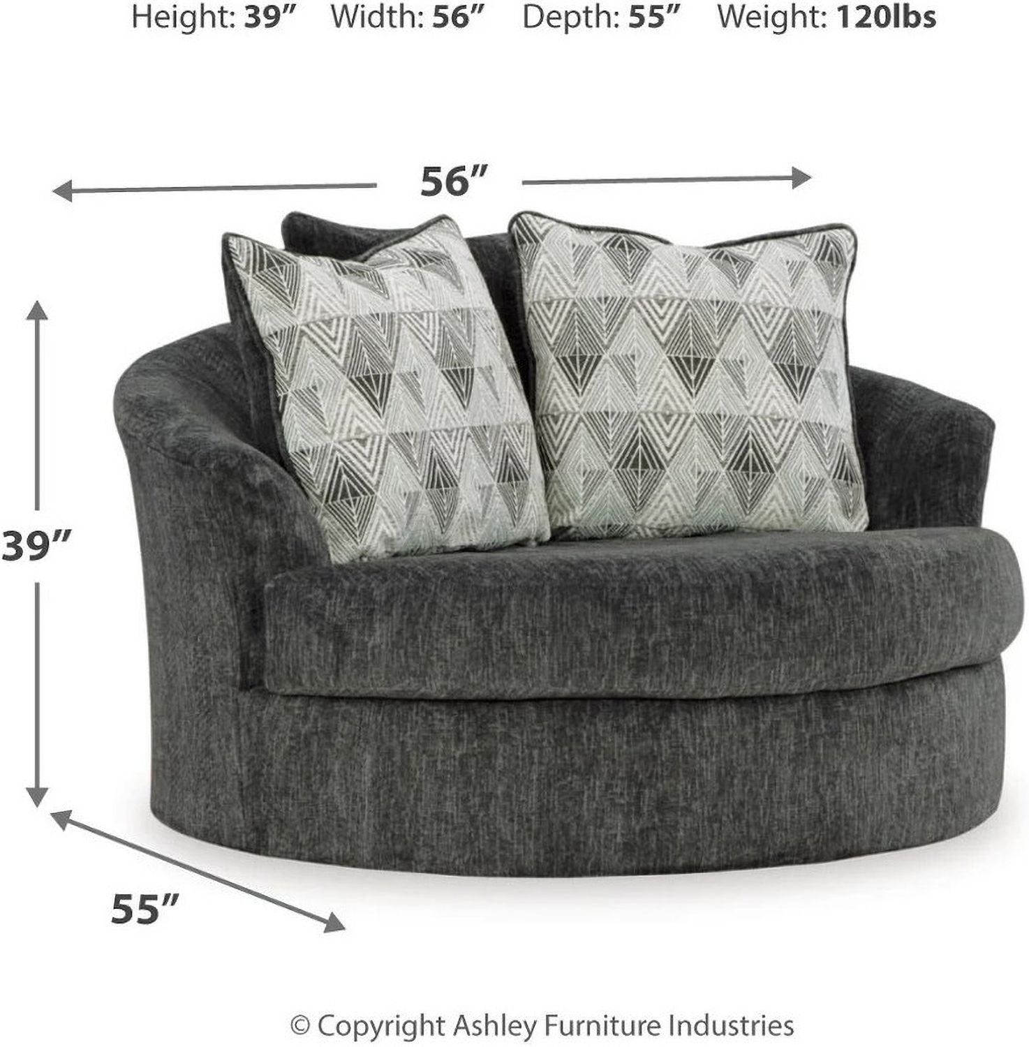 Biddeford Oversized Swivel Accent Chair In Shadow 3550421
