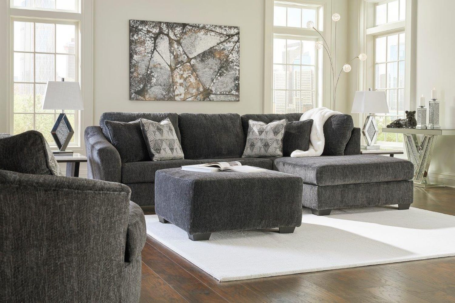 Biddeford Oversized Swivel Accent Chair In Shadow 3550421