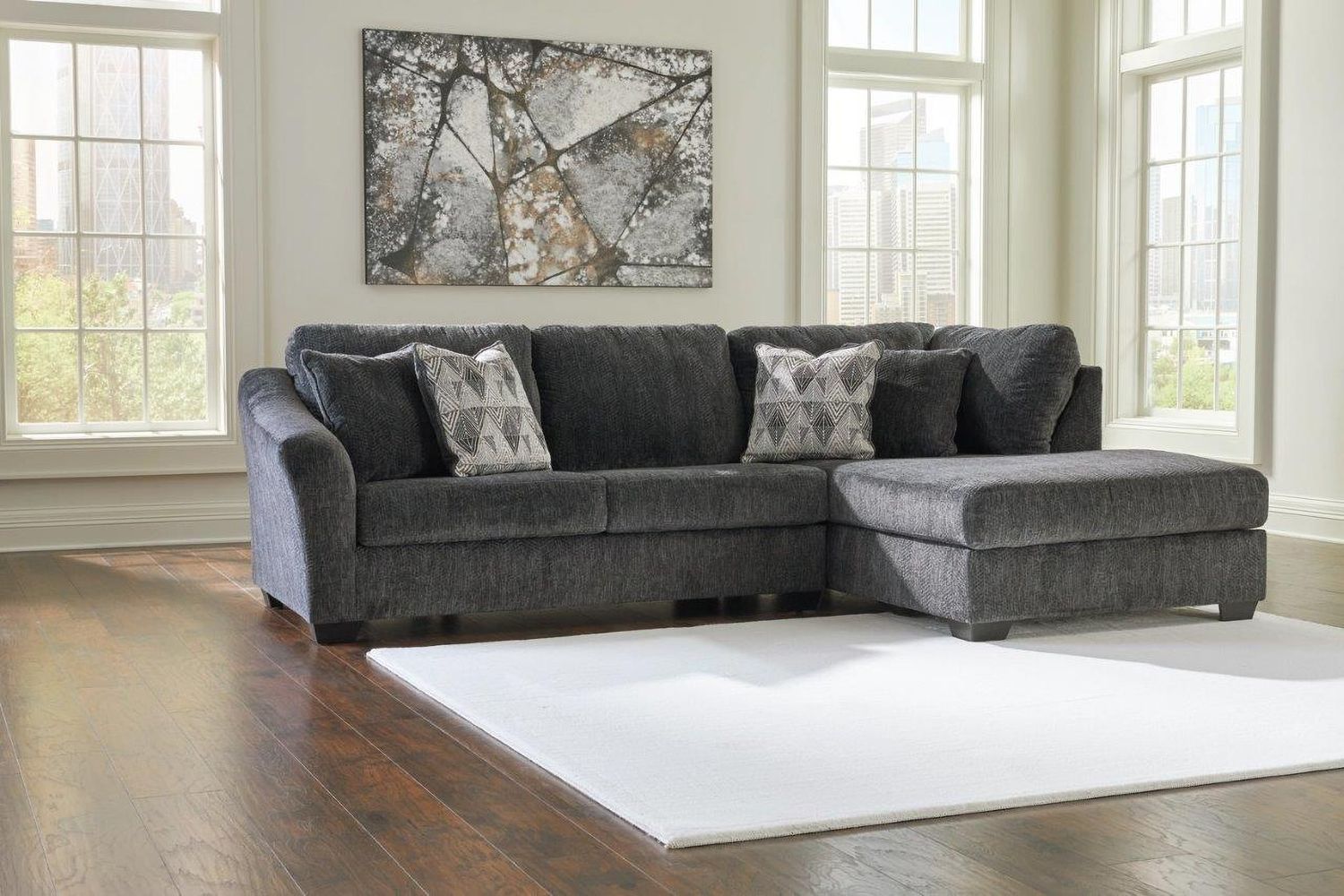 Biddeford 2-Piece RAF Sectional With Chaise In Ebony 35504S2