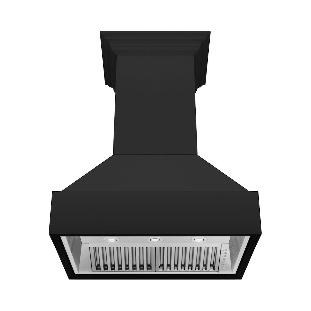 36 In. Wooden Wall Mount Range Hood In Rustic Black Finish 355CC36