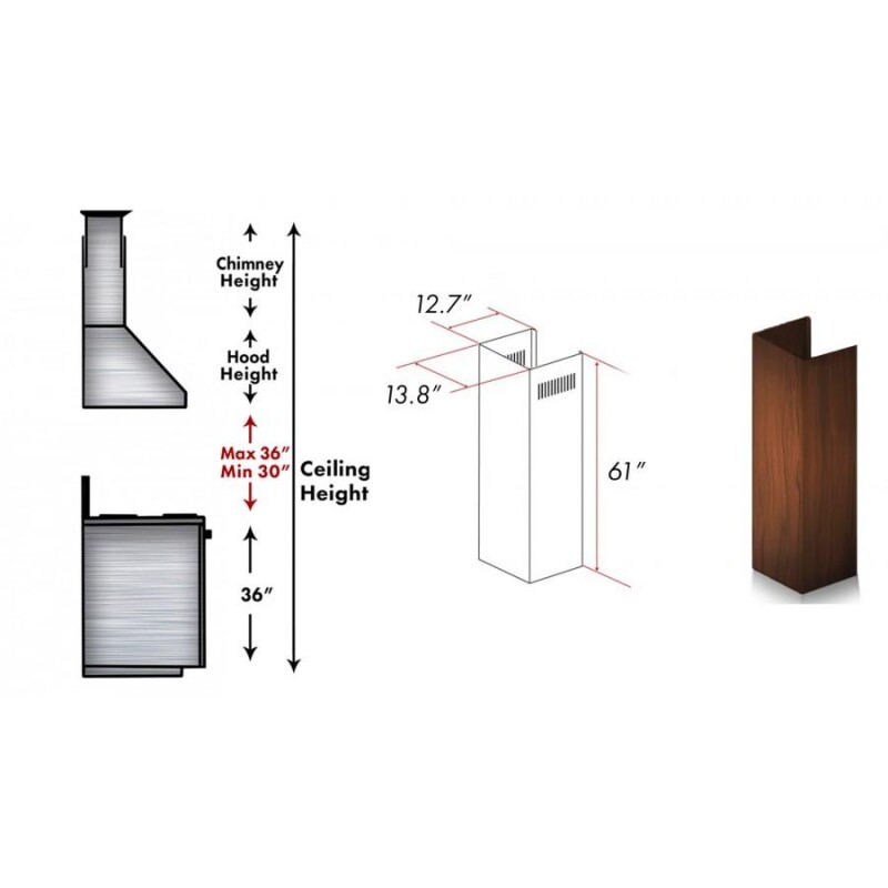 61" Wooden Chimney Extension for Ceilings up to 12.5 ft. 355VVE, product image 2 of 2