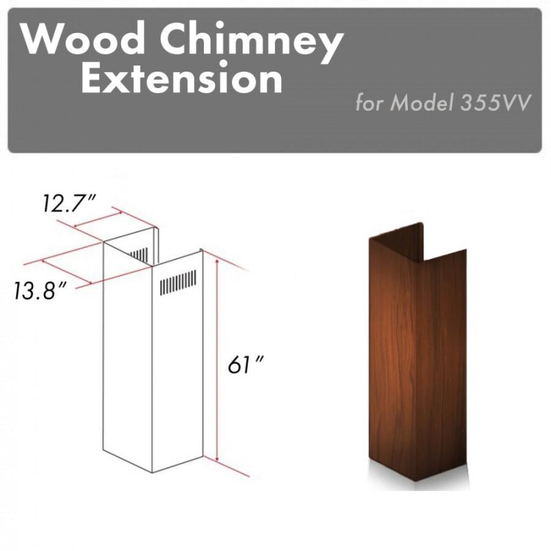61" Wooden Chimney Extension for Ceilings up to 12.5 ft. 355VVE
