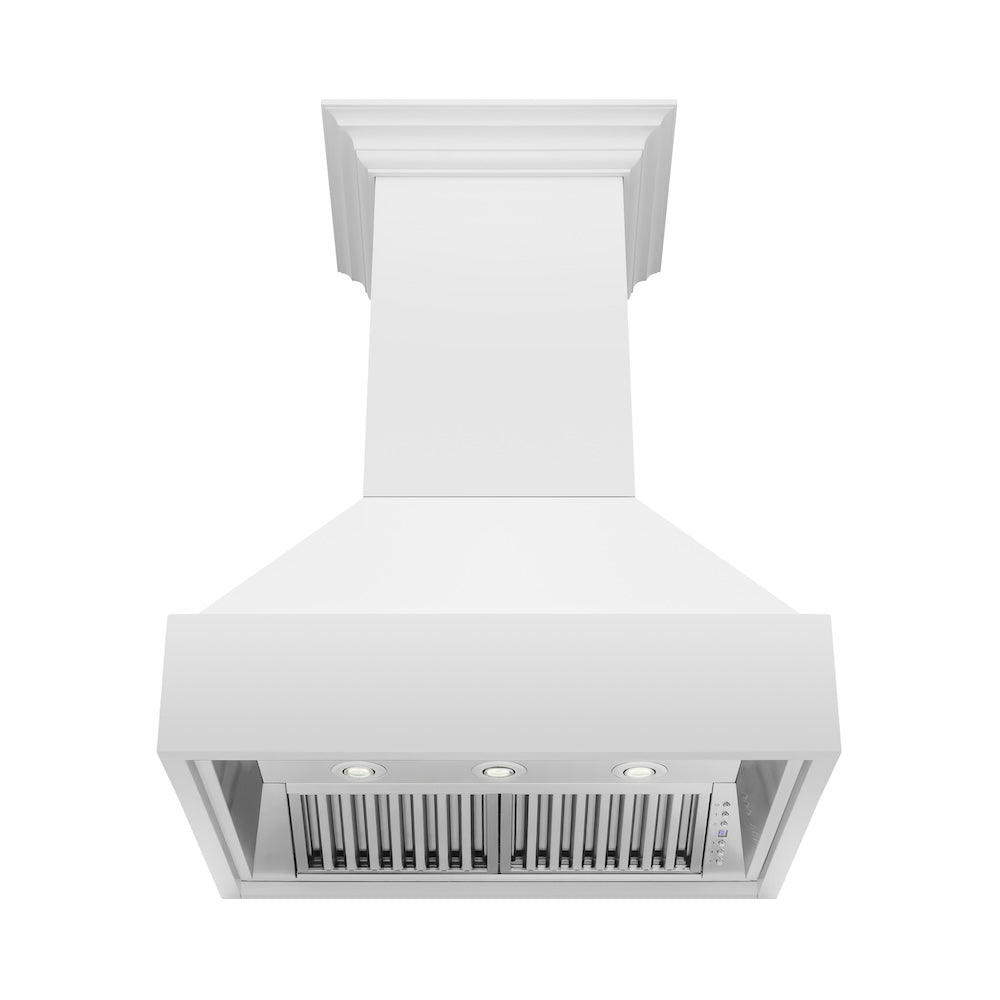 30 In. Wooden Wall Mount Range Hood In Rustic Bright White Finish 355WW30