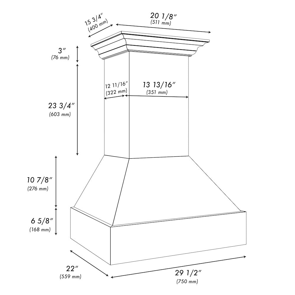 30 In. Wooden Wall Mount Range Hood In Rustic Bright White Finish 355WW30