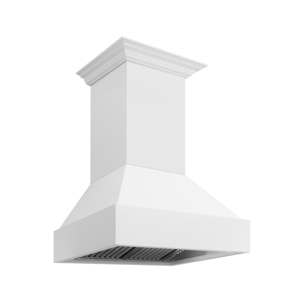36 In. Wooden Wall Mount Range Hood In Rustic Bright White Finish 355WW36