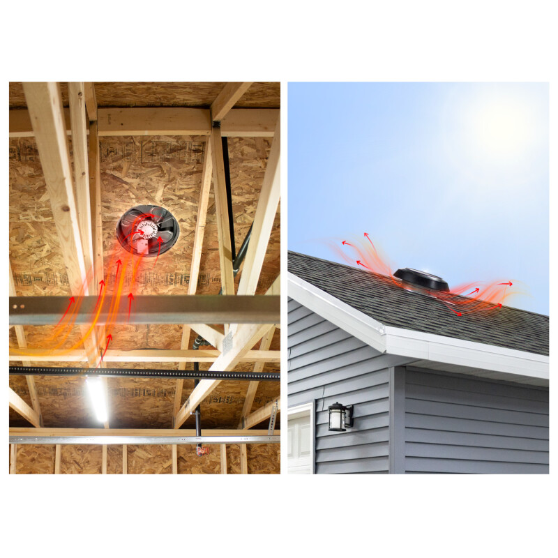 1600 CFM Powered Attic and Garage Ventilation Fan, Roof Mounted Dome 356BK