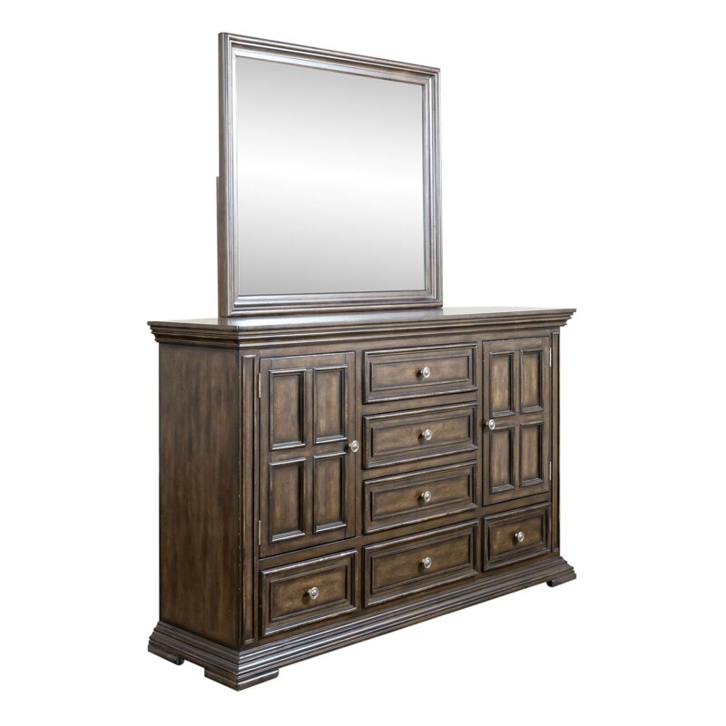 Big Valley King Panel Bed, Dresser & Mirror, Night Stand 361BRKPBDMN