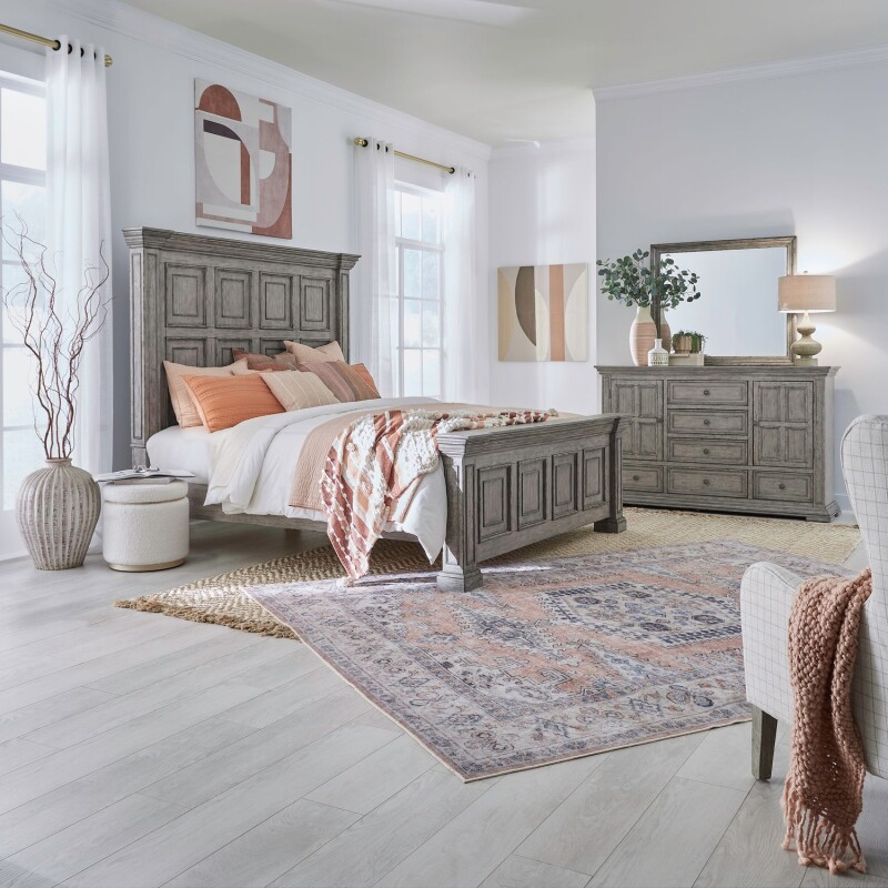 Big Valley Queen Panel Bed, Dresser & Mirror 361GBRQPBDM